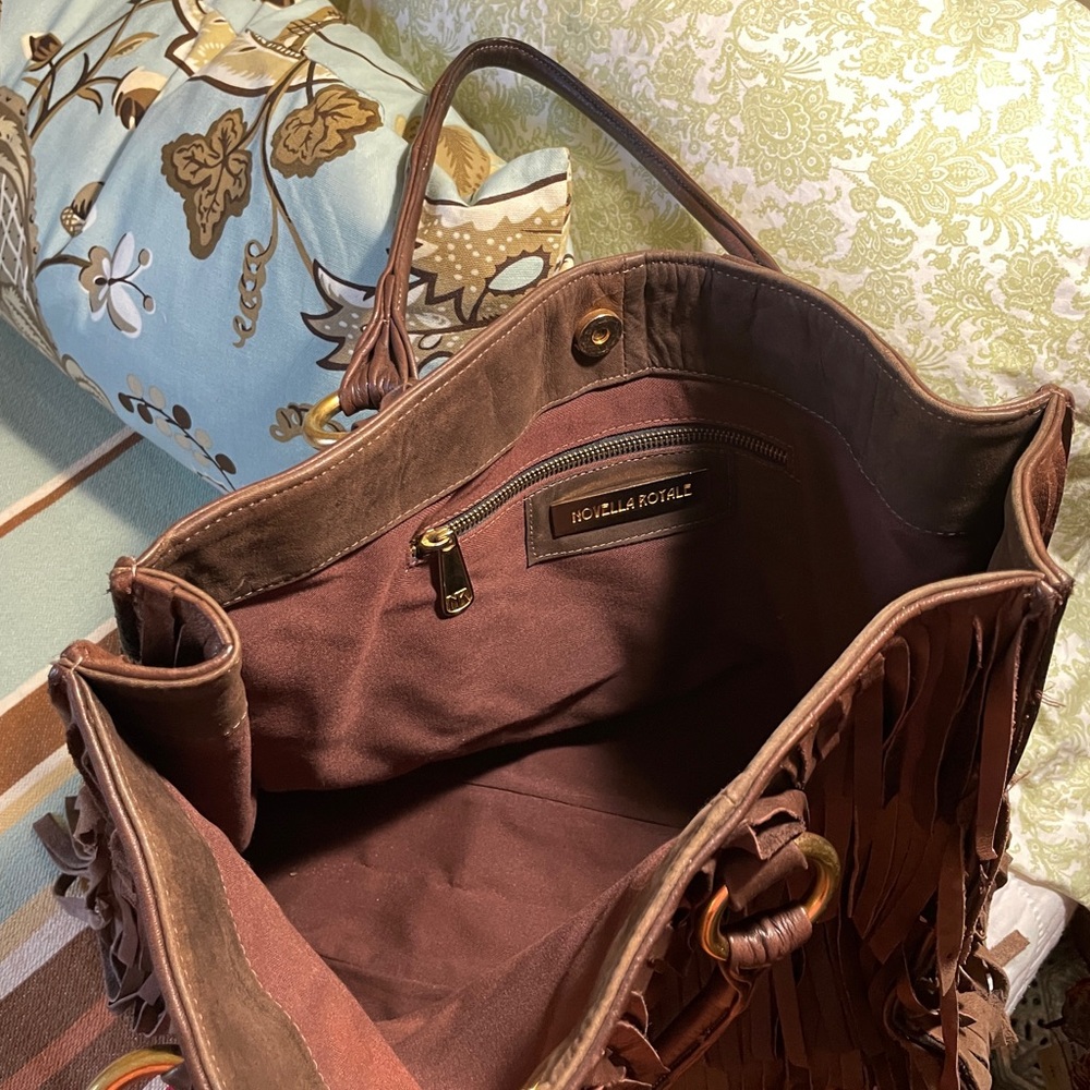 Novella Royale | Fringed Two-Tone Leather Bag ♥ Like new! - Picture 3 of 9